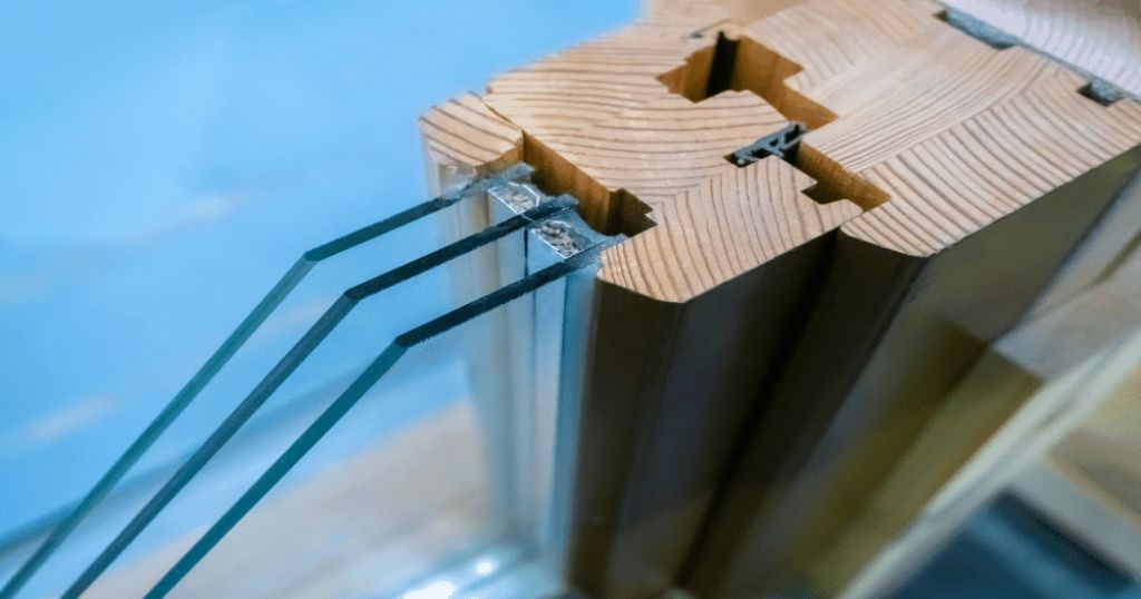 Driedubbele glas van dichtbij.