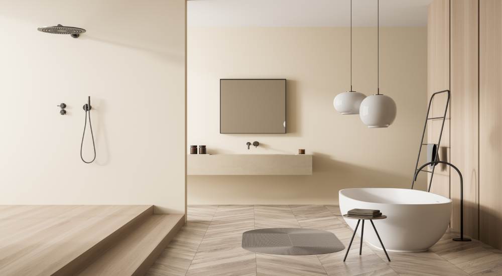 keramisch parket in de badkamer