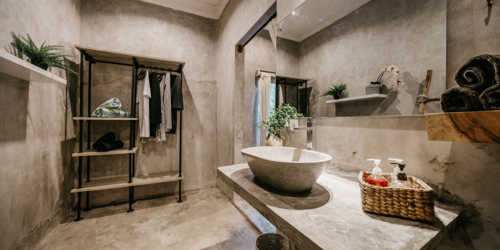 Beton ciré in een beige kleur.