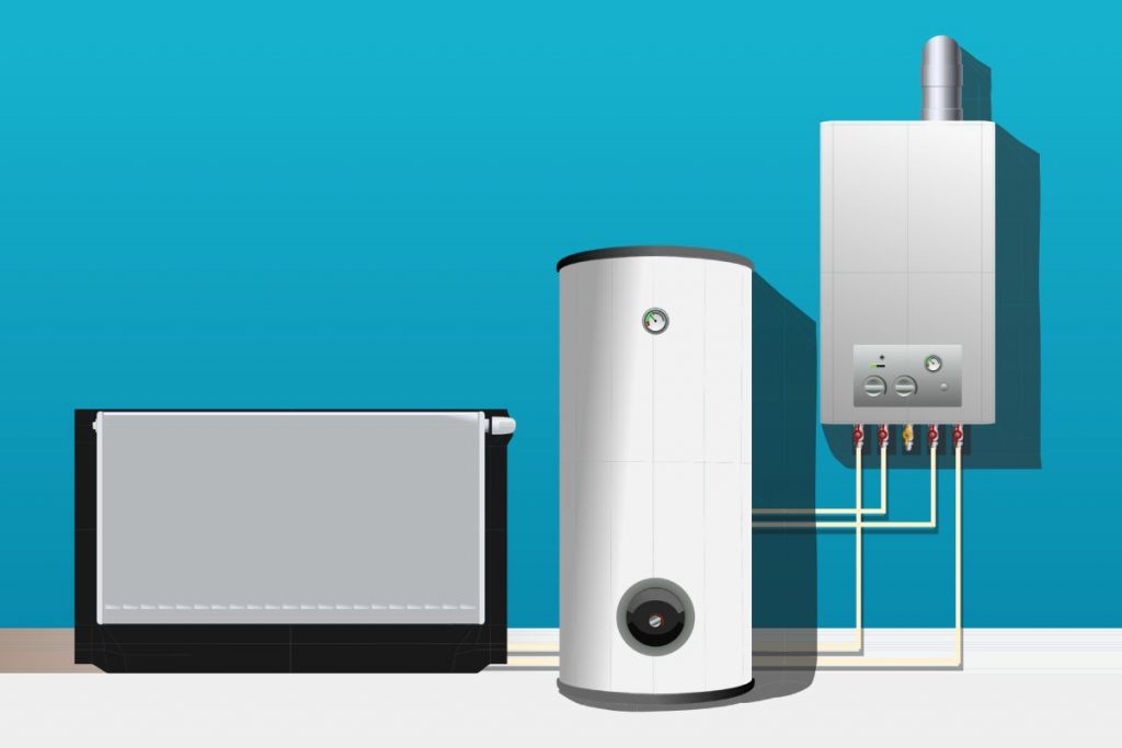 Een schematische tekening van een warmtepompboiler