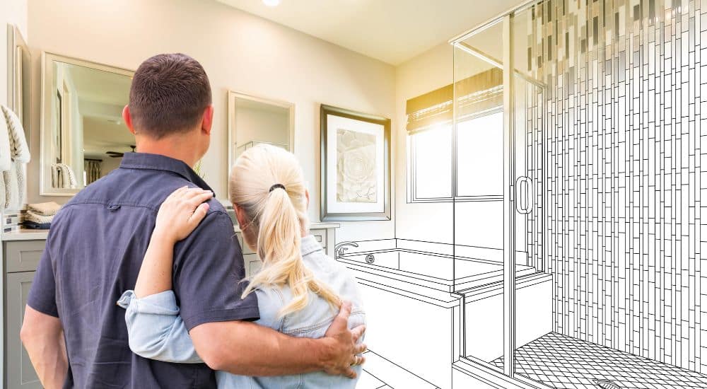 Complete badkamer plattegrond met een koppel.