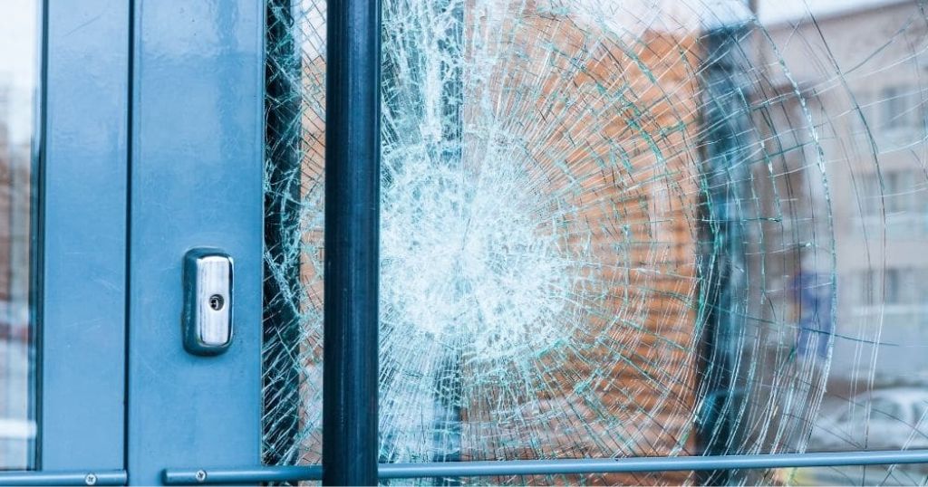 Gewapende beglazing van dichtbij.