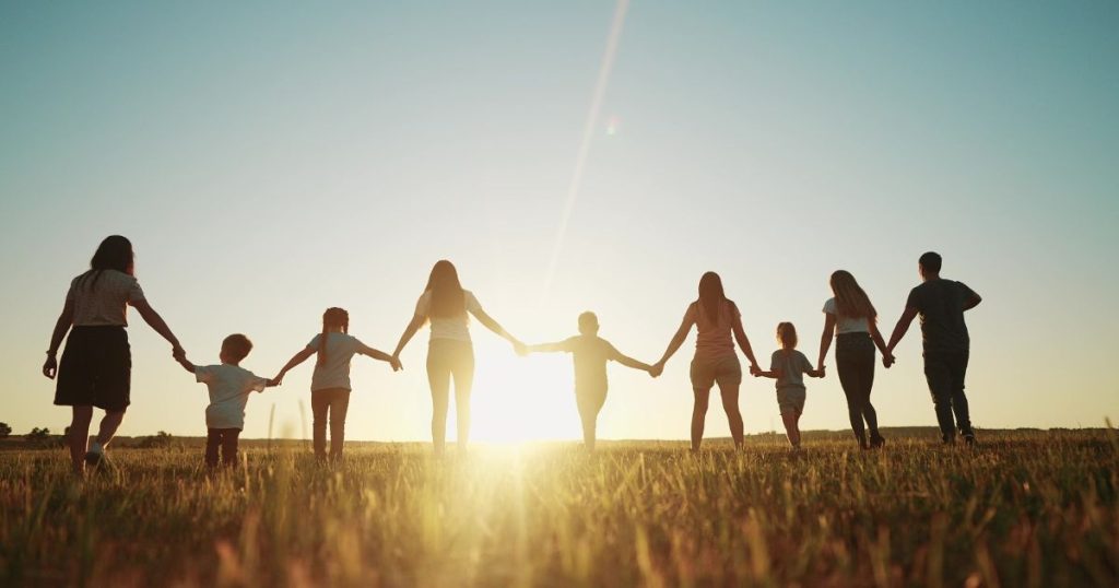 Groot gezin van 9 personen.