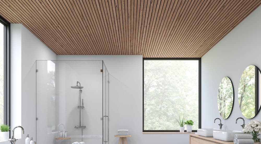 Houten plafond badkamer