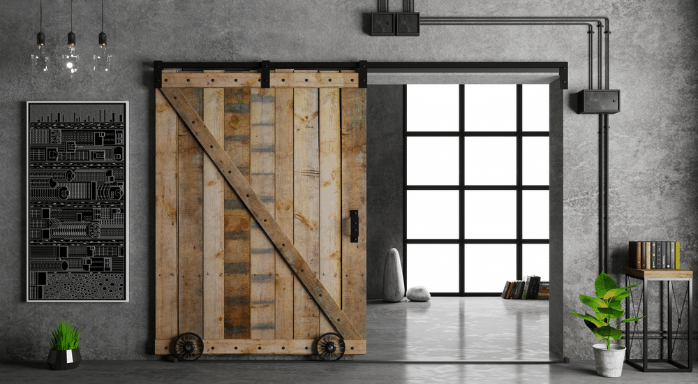 Schuifdeur van hout.