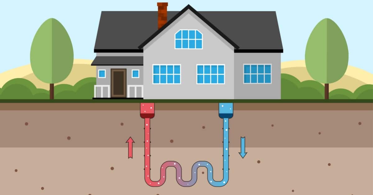 Verticale diepteboring huis tekening representatie