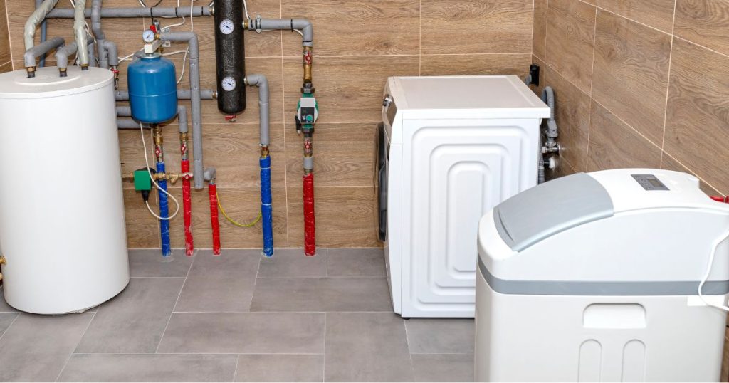 Waterontharder in berging, werkt op stroom