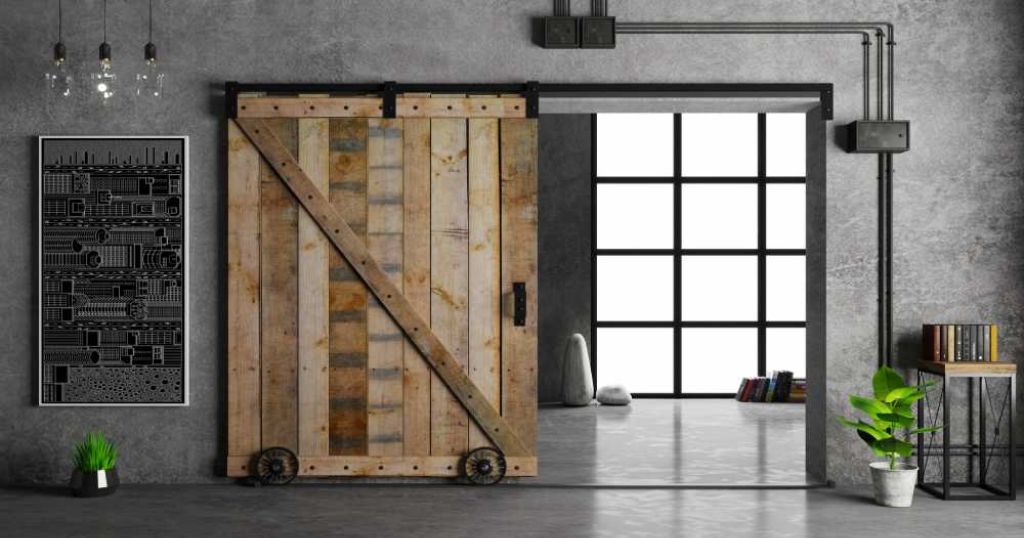 Houten schuifdeuren in een modern huis.