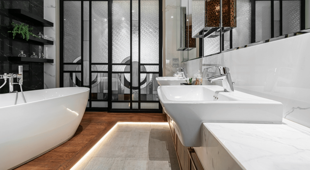 Glazen schuifdeur badkamer