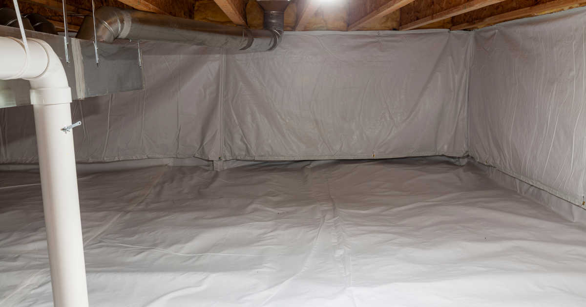 kruipruimte wordt waterdicht gemaakt met een waterdichte folie